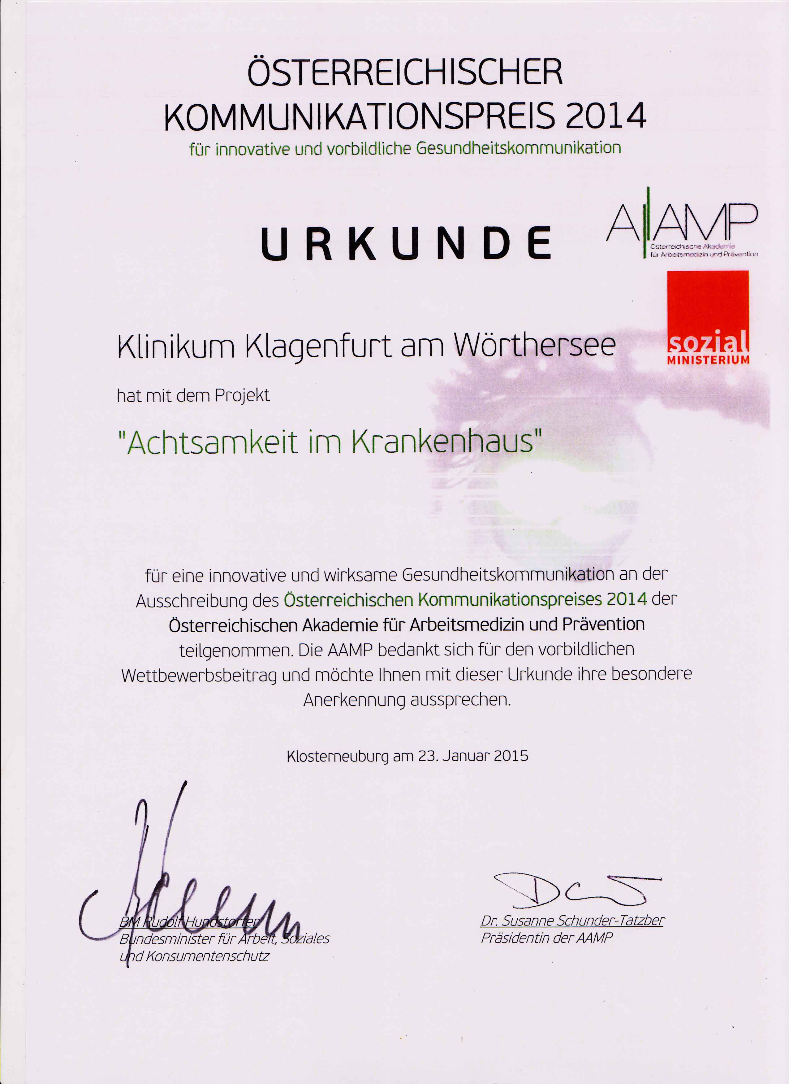 Anerkennungsurkunde